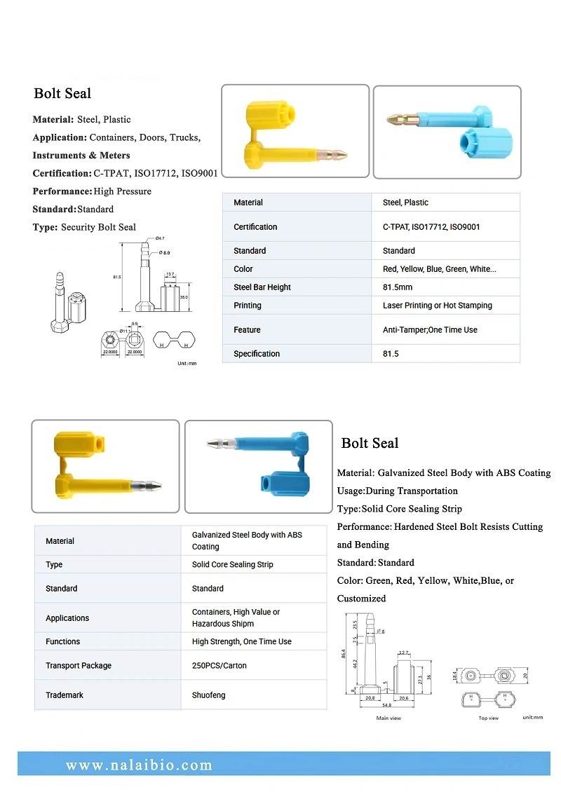 Professional Manufacturer Supply Heavy Duty Disposable Bolt Seals Container Door Seals